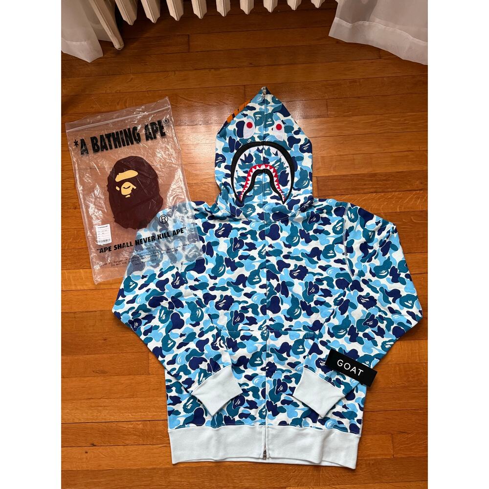 Authentic Blue BAPE ABC Camo Shark Full Zip Hoodie